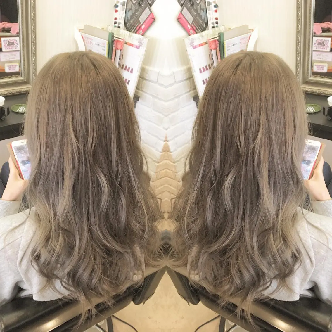 ロング カラー カット ヘアカラー トリートメント 💓シールエクステ ルミエールのヘアスタイル
