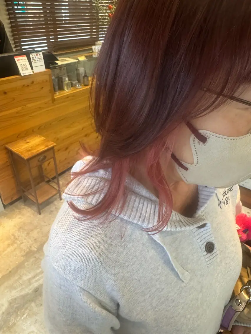 カラー インナーカラー ピンクカラー 木藤 美朝のヘアスタイル