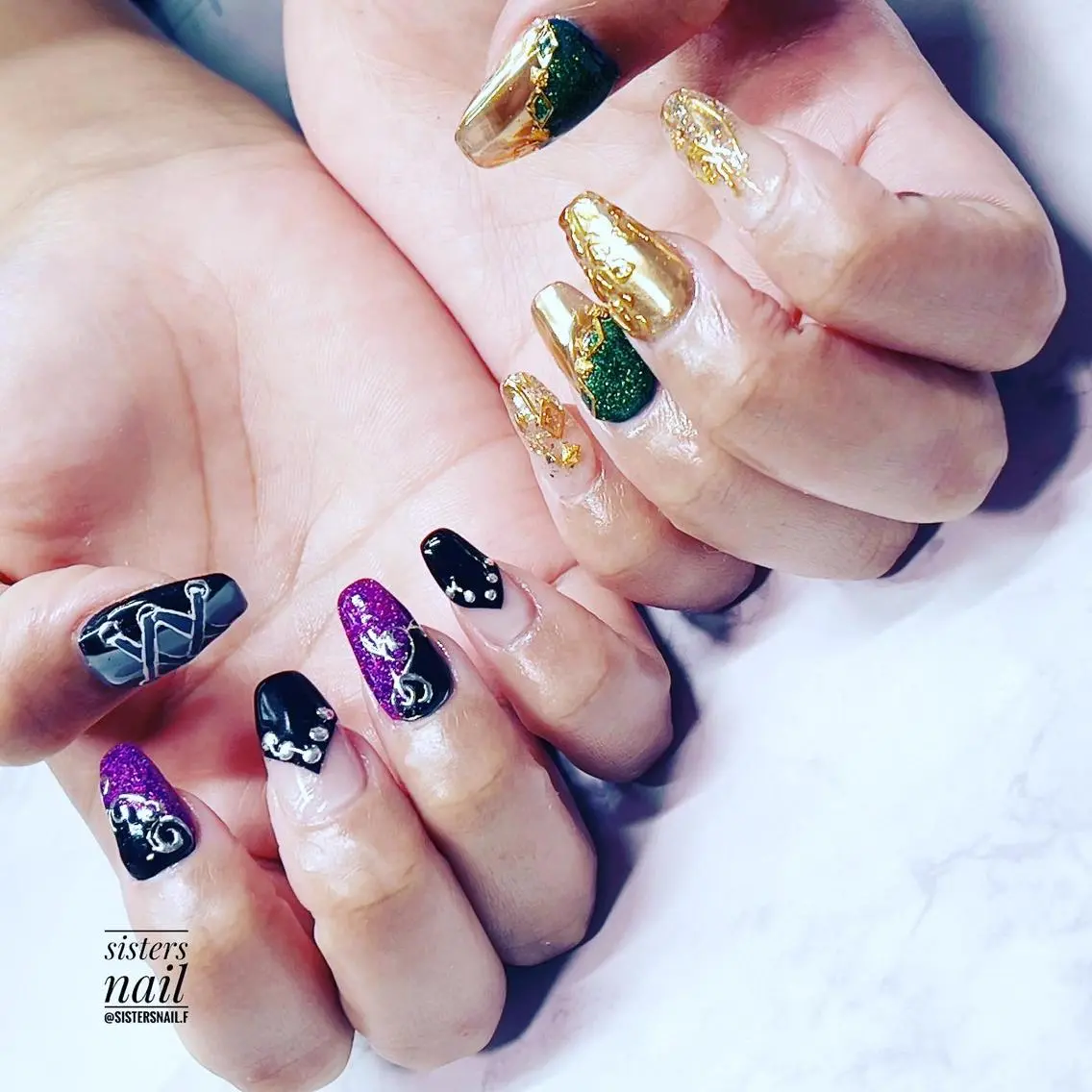 ネイル アートネイル キラキラネイル ミラーネイル ニュアンスネイル sisters nail.fのネイルデザイン