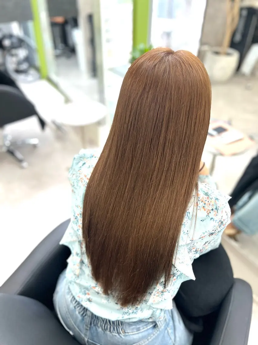 ロング ヘアカラー トリートメント eco/透明感/ 髪質改善/堀江のヘアスタイル