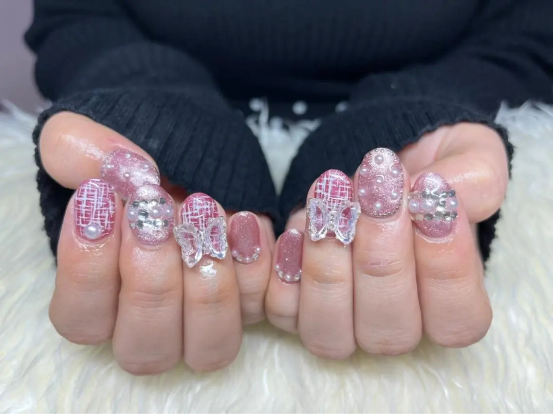 ネイル 長さ出し ジェルネイル 韓国ネイル マグネットネイル 持ち込み ハンドネイル Nail&eye Belire 新宿のネイルデザイン