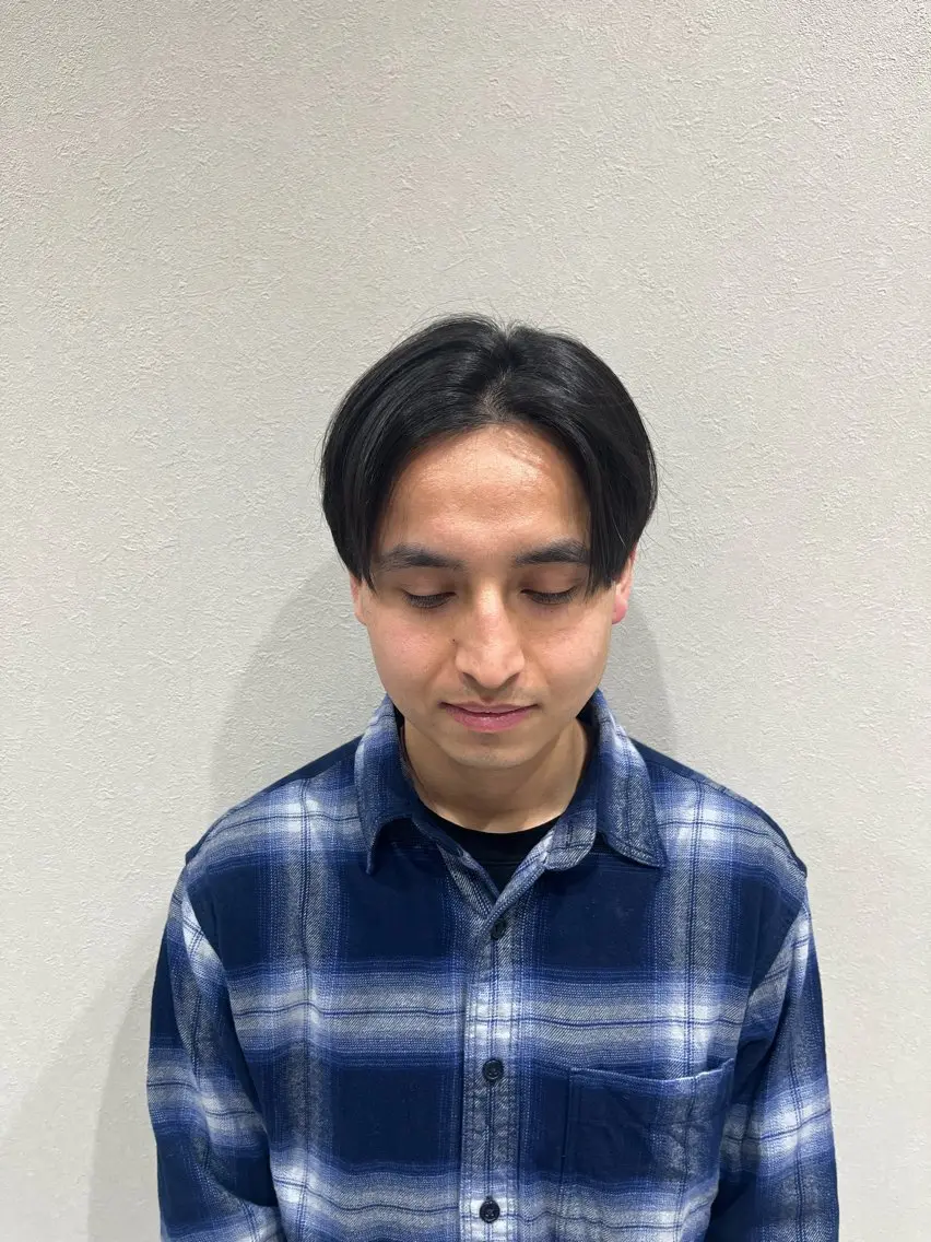 メンズ センターパート Ken 曲がる縮毛矯正/韓国のヘアスタイル