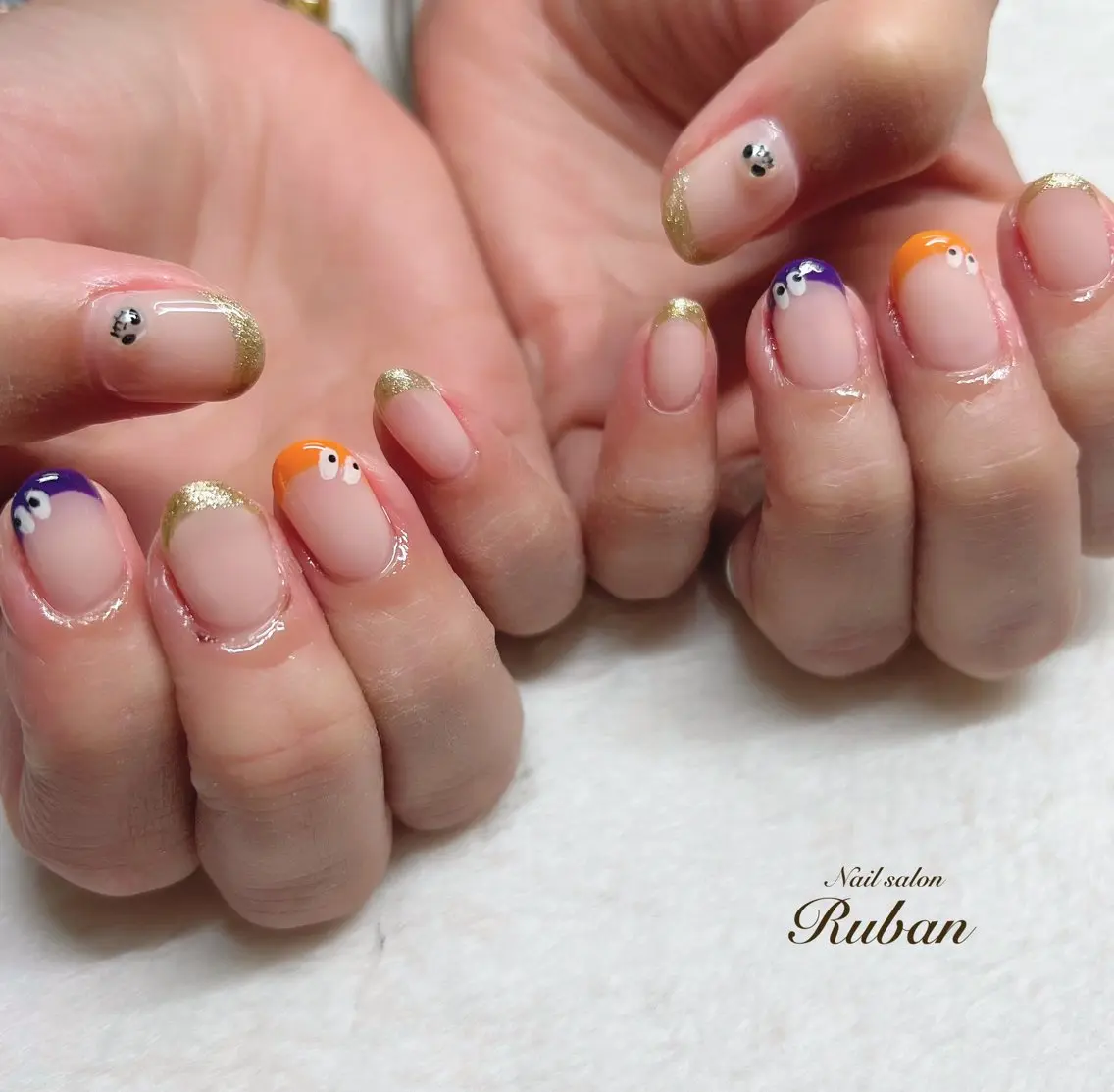 ネイル アートネイル フレンチネイル ハロウィン 持ち込み Nail salon Rubanのネイルデザイン