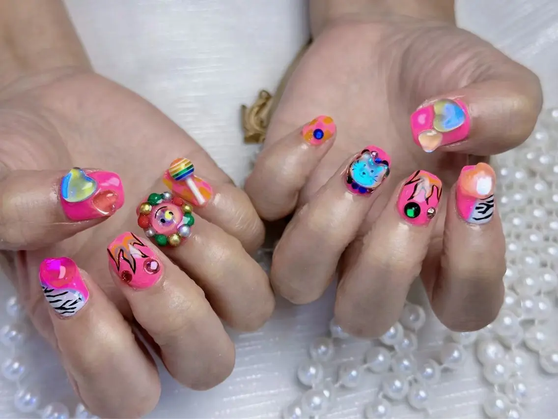 ネイル アートネイル フットネイル ジェルネイル ハート マグネットネイル Babarla Nailのネイルデザイン
