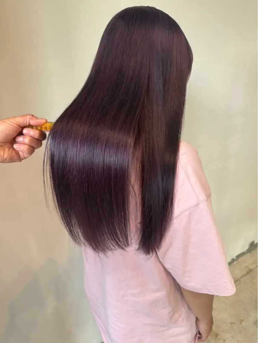 ロング ヘアカラー トリートメント カラー/ダブルカラー グレイカラー椿こはなのヘアスタイル