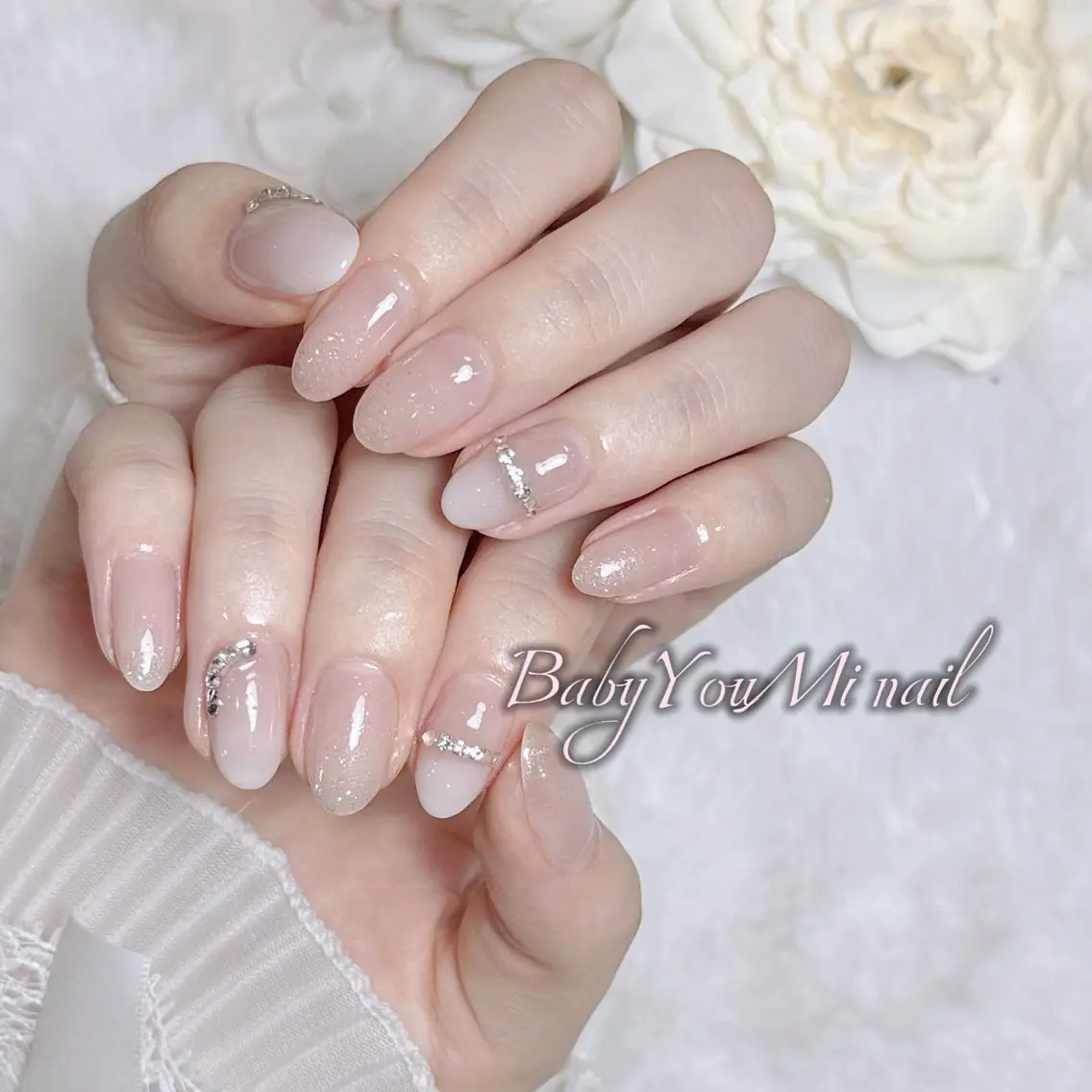 ネイル オーロラネイル チークネイル 成人式 フットネイル フレンチネイル ハンドネイル BabyYouMi nailのネイルデザイン