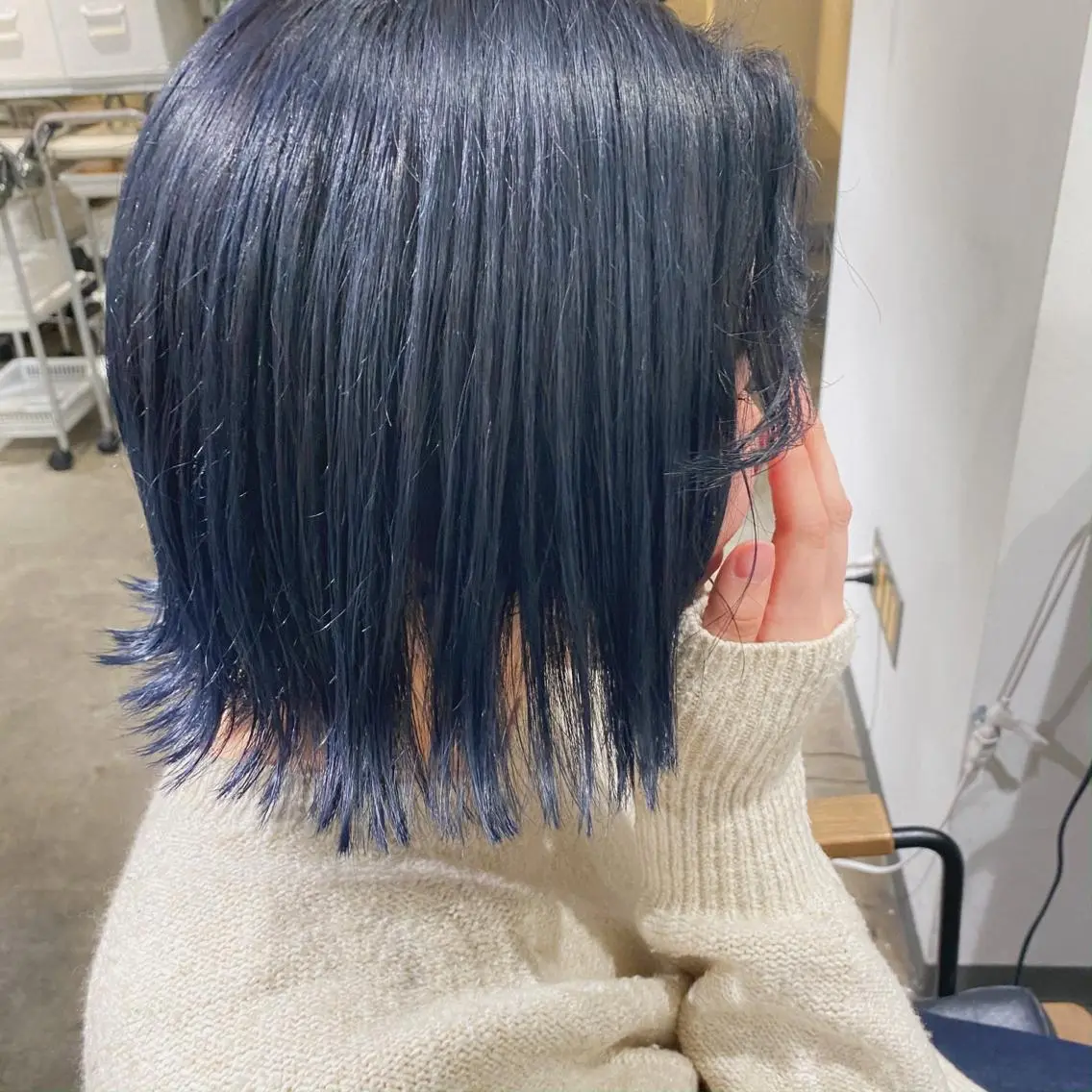 ミディアム カラー ネイビーカラー 🌼透明感艶カラー オリーブ🌼河村咲のヘアスタイル