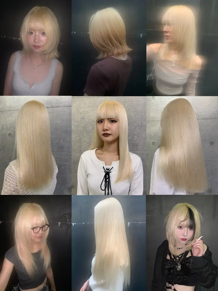 ロング カラー ブリーチ 抜きっぱなしブロンド ブロンド ヘアカラー トリートメント THE./ブリーチ 透感カラー/髪質改善のヘアスタイル
