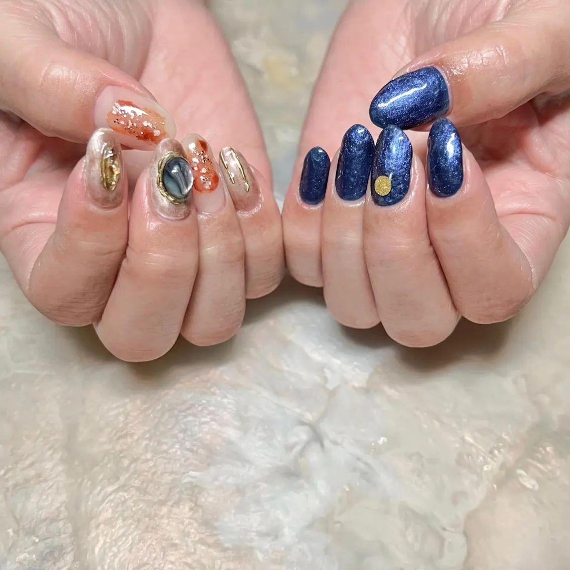 ネイル マグネットネイル ニュアンスネイル ショートネイル gemickle nailのネイルデザイン