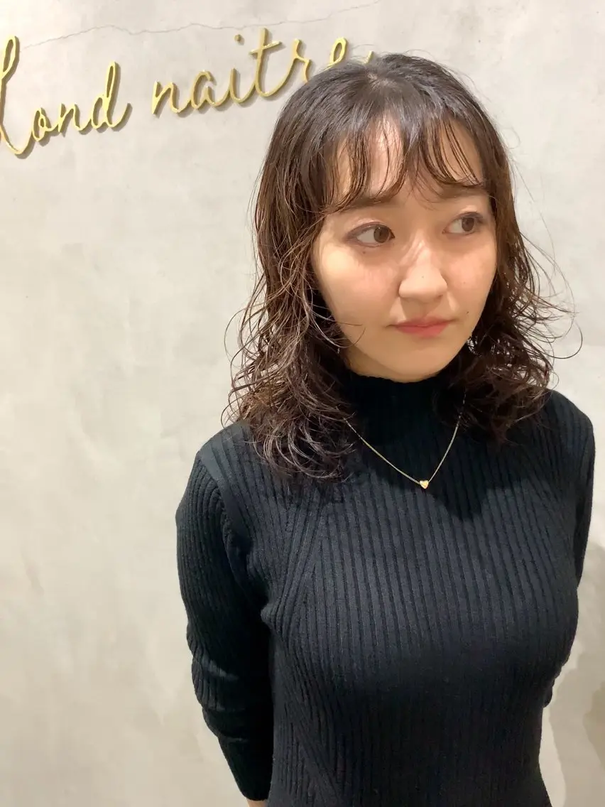 ミディアム パーマ カット パーマ トリートメント ✨コテ巻き風パーマ ✨川合佑哉のヘアスタイル