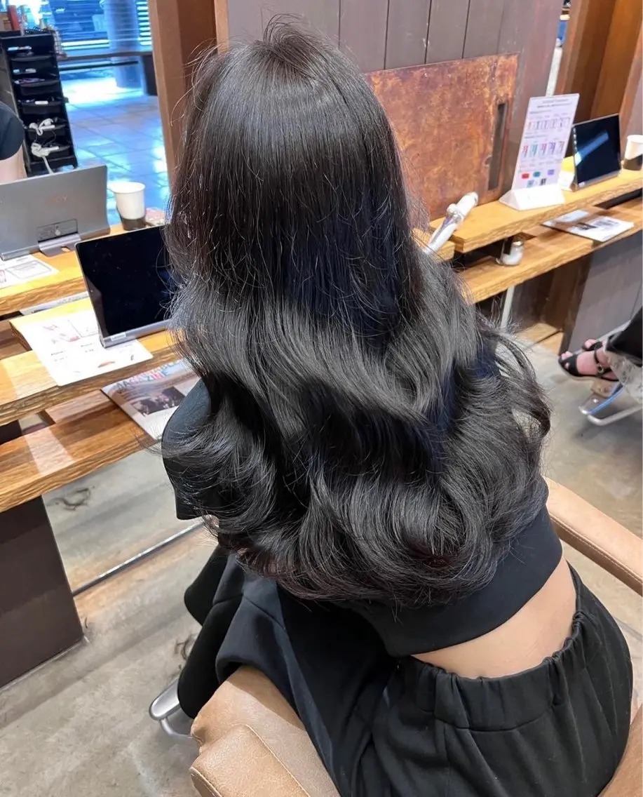 ロング ボブ ハイライト 髪質改善 韓国風ヘア 小顔カット ヘアカラー トリートメント 【ダブルカラー指名 No.1】森栄範のヘアスタイル