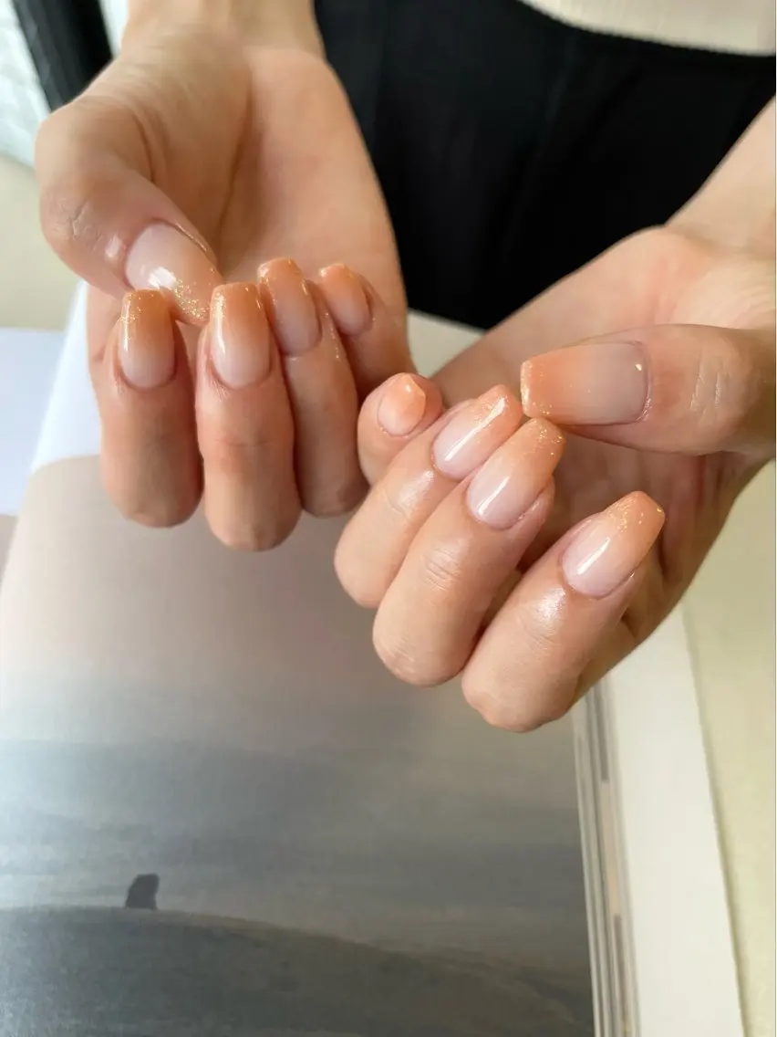 ネイル ラメ(グリッター) オレンジ Utopia nail_のネイルデザイン