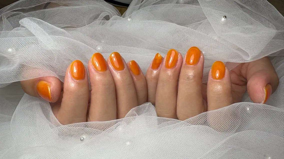 ネイル ワンカラーネイル オレンジ ハンドネイル nail yuuriのネイルデザイン