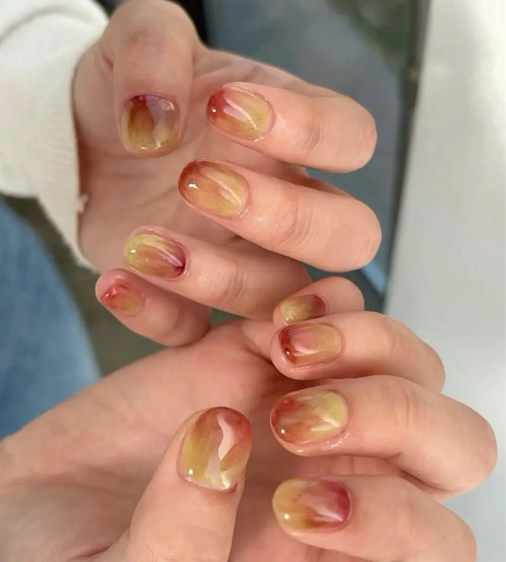 ネイル 韓国ネイル 持ち込み ニュアンスネイル ネイルチップ 冬ネイル RINN ANA.CHUOのネイルデザイン