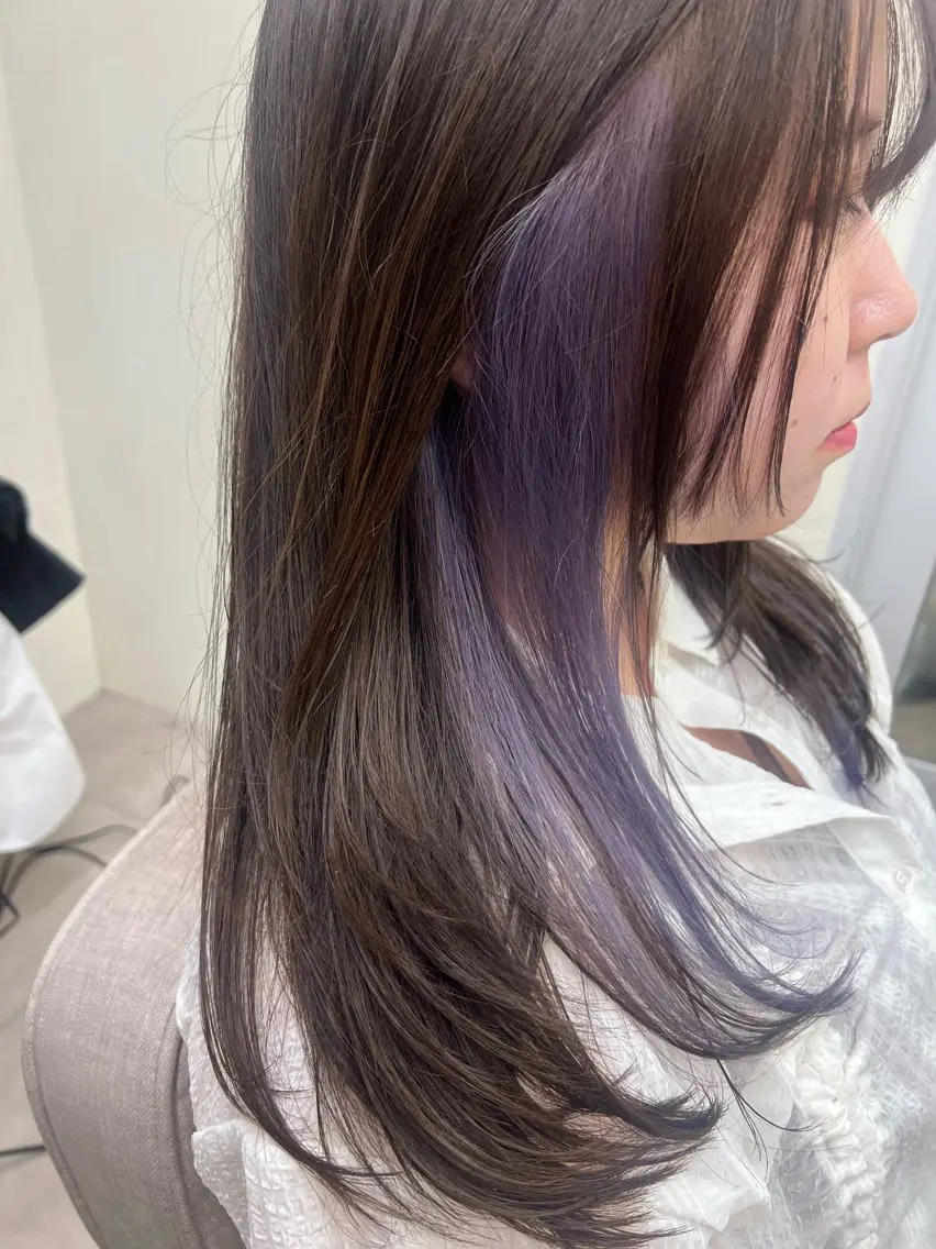 セミロング カラー ラベンダーカラー メンズ レイヤー ウルフ 弓木啓輔のヘアスタイル