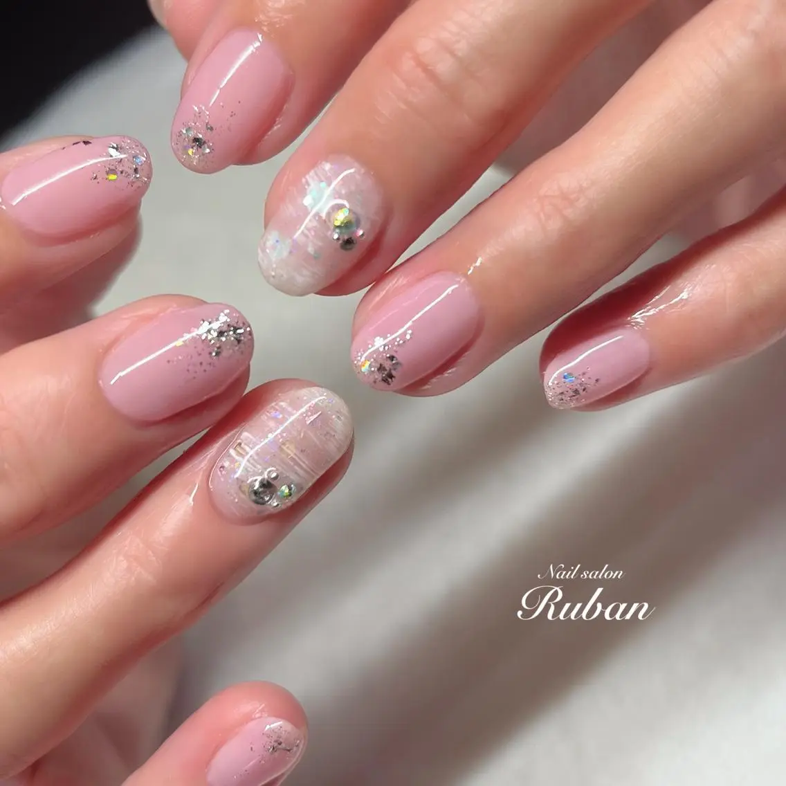 ネイル ピンク ツイードネイル Nail salon Rubanのネイルデザイン