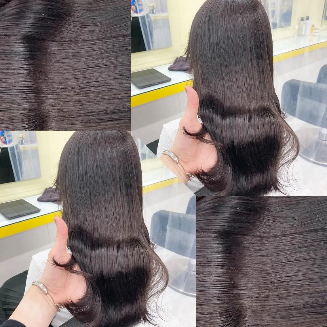 セミロング カラー カット ヘアカラー ヘアセット 韓国風ベージュ🤎 赤みなし🌿横浜🤎のヘアスタイル