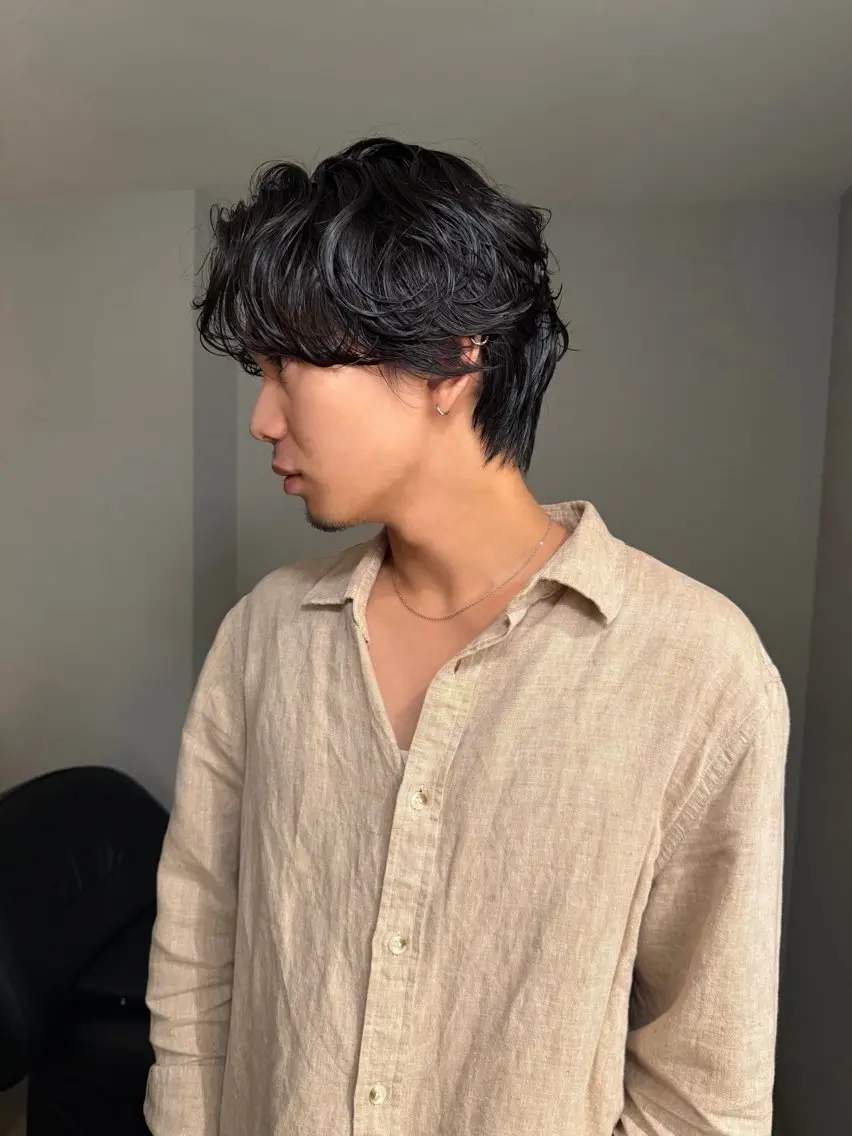 【ニュアンスパーマ+メンズカット】カルマパーマ/シャドウパーマ/センターパートの写真