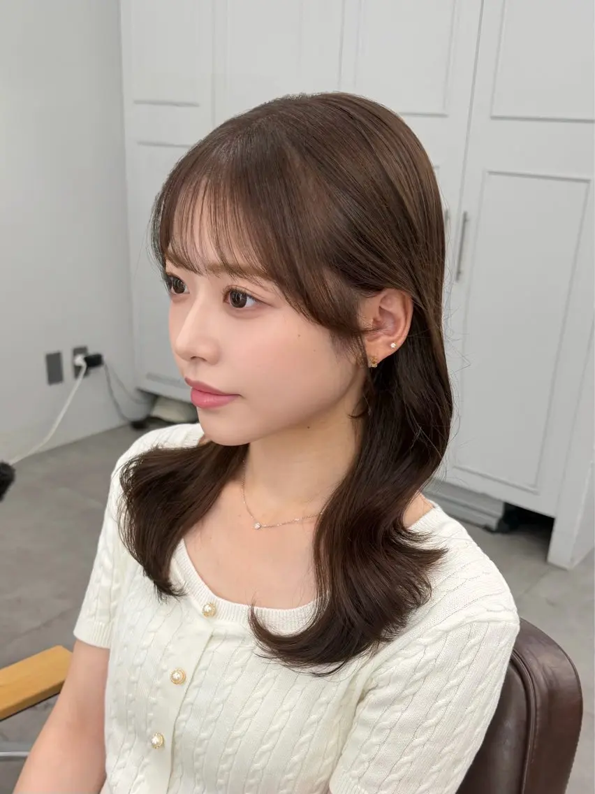 セミロング くびれヘア 顔周りカット レイヤーカット カット ヘアカラー トリートメント 🧡くびれヘア/前髪 顔周り🧡久原結衣のヘアスタイル