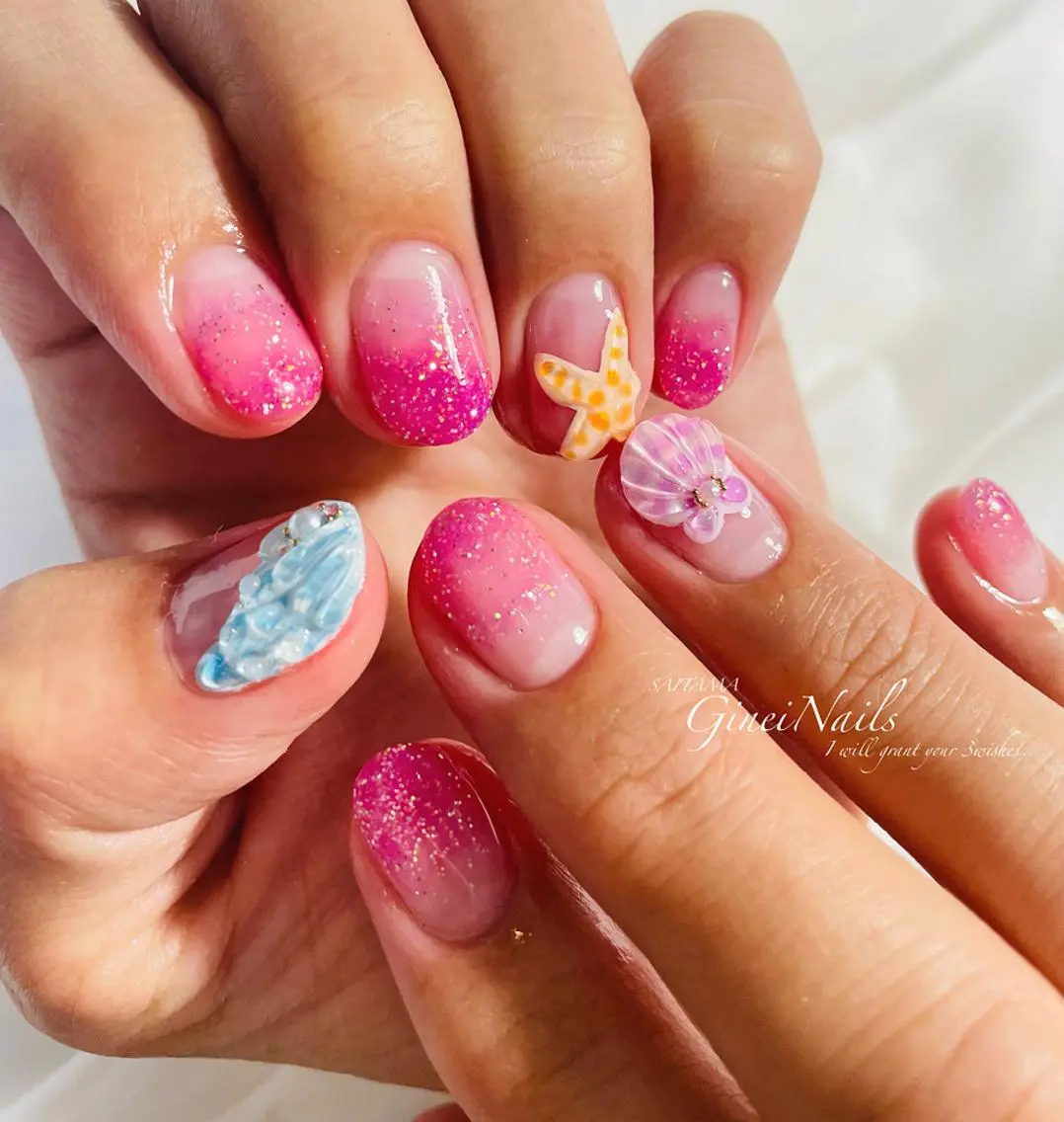 ネイル フットネイル フレンチネイル ジェルネイル グラデーション ロングネイル Genie Nailsのネイルデザイン