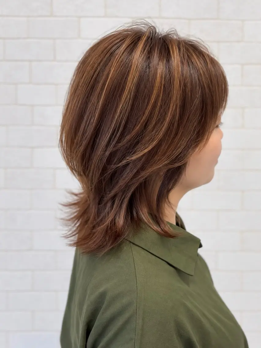 ミディアム カラー ヘアアレンジ ハイライトカラー ハイライト レイヤーカット カット ヘアカラー トリートメント ヘアセット 【白髪ぼかしの匠】 【ショートの極】平野のヘアスタイル