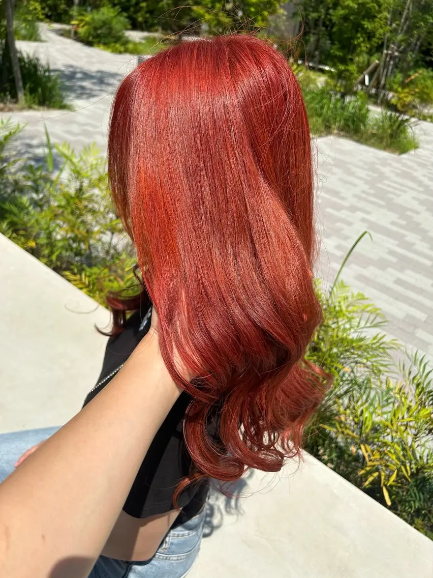 カラー オレンジ オレンジレッド レッドカラー みきゆうか🫧 大人可愛い製造機🫧のヘアスタイル