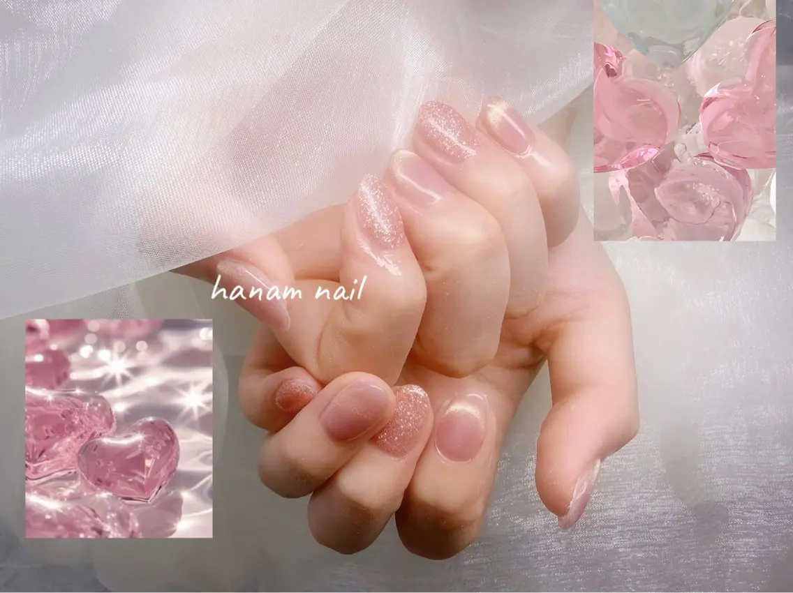 ネイル キラキラネイル ラメ(グリッター) マグネットネイル ハンドネイル hanam nail 🌿🩵ハナムネイルのネイルデザイン