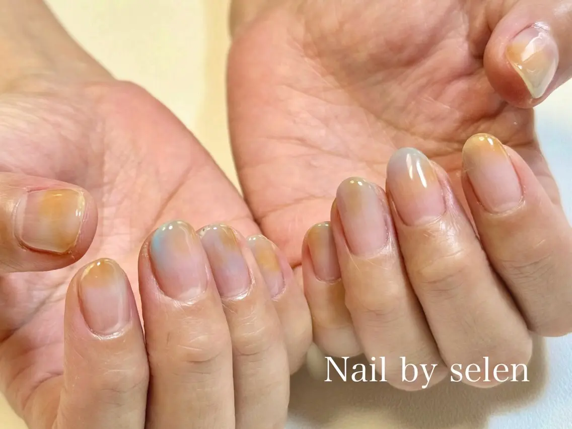 ネイル アートネイル ジェルネイル グラデーション マグネットネイル ミラーネイル ハンドネイル Nail by selenのネイルデザイン