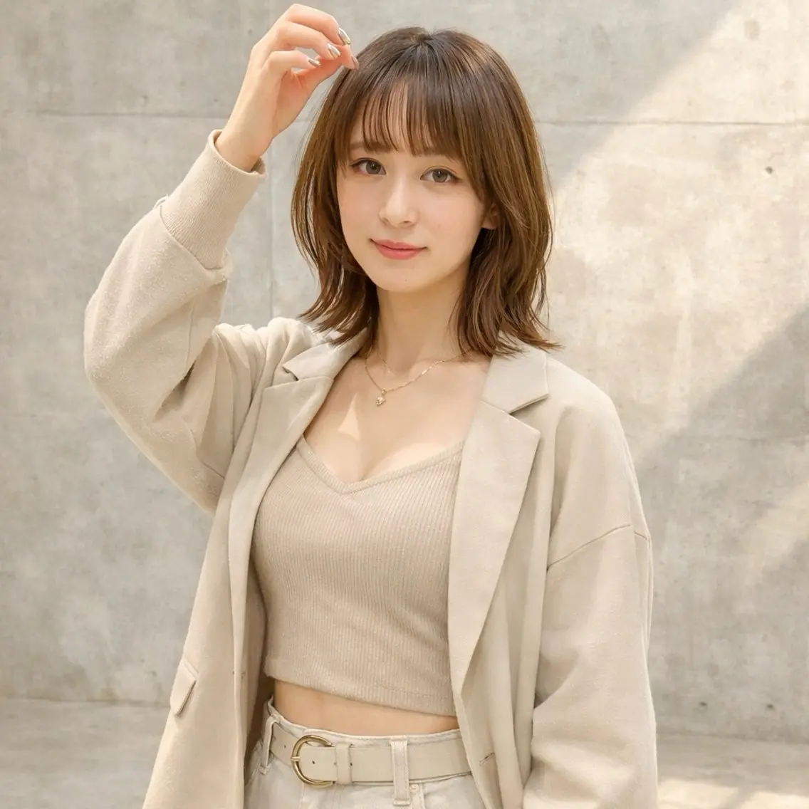 ミディアム カラー カット ヘアカラー トリートメント 一ノ瀬 暁のヘアスタイル