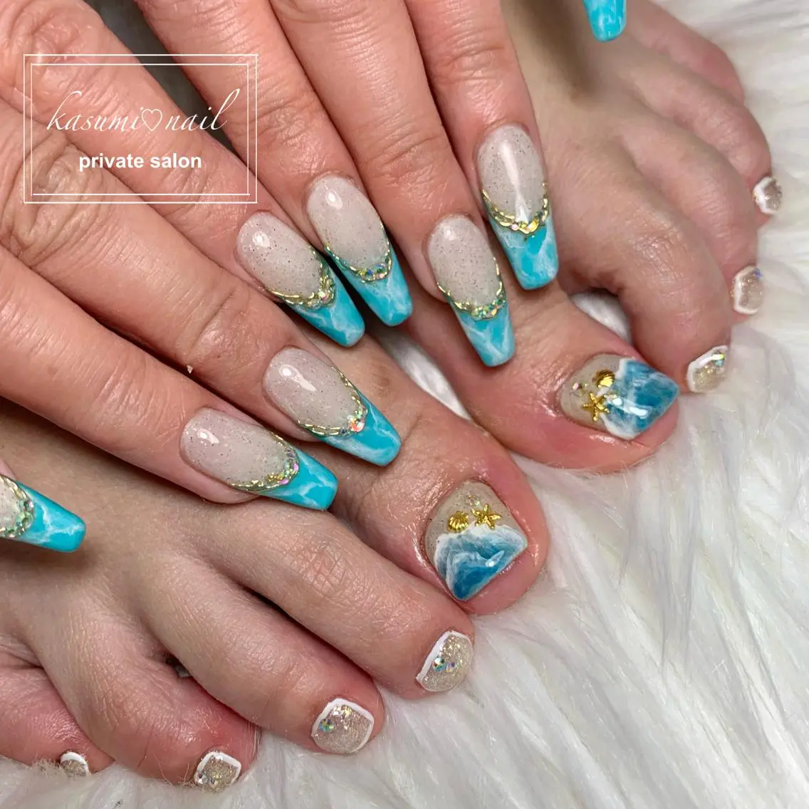 ネイル アートネイル フットネイル フレンチネイル ロングネイル マグネットネイル KASUMI♡ Nailのネイルデザイン