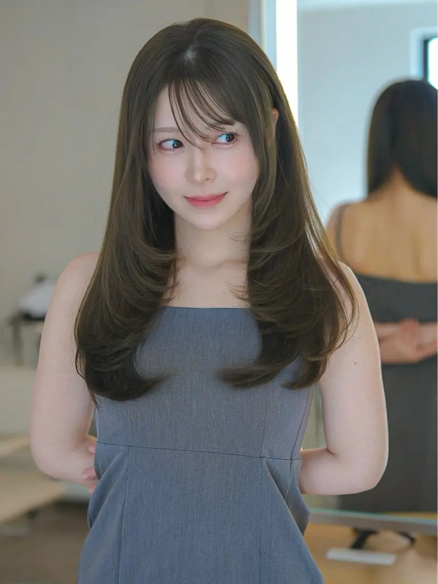 ロング 韓国風ヘア レイヤーカット カット レイヤー/顔周り小顔 /大嶋伸吾のヘアスタイル