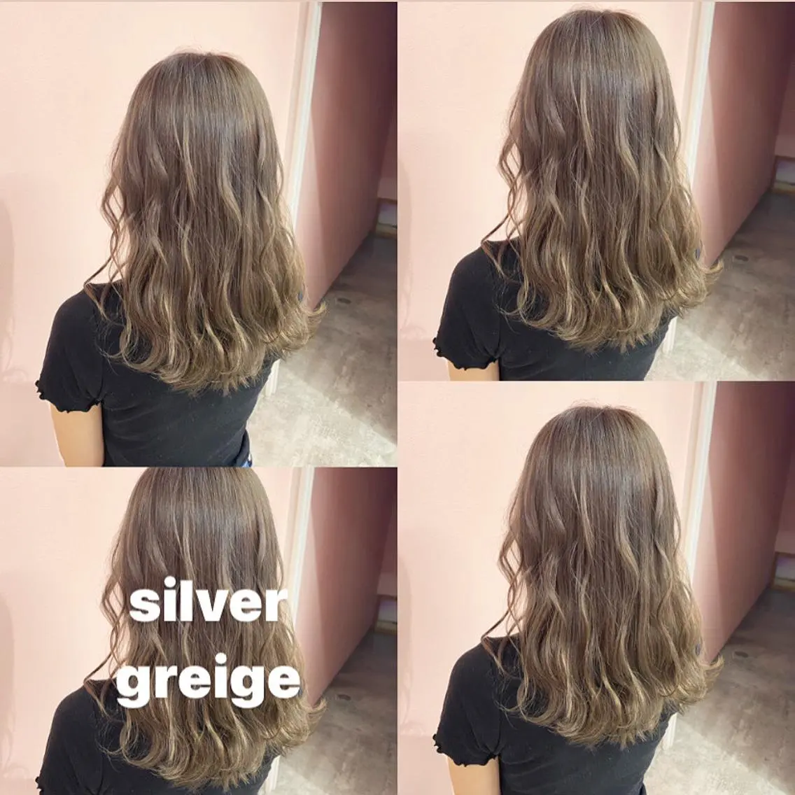 ロング カラー ヘアアレンジ ブリーチ 透明感カラー デザインカラー グレージュ シルバー RIYA❤︎ Aujuaソムリエのヘアスタイル