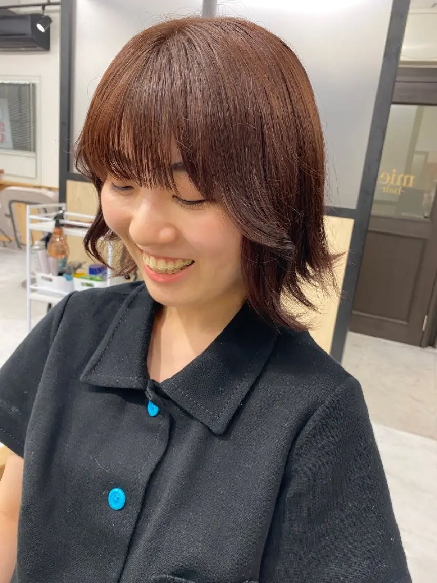 ミディアム カラー ヘアアレンジ ブリーチ ブラウンカラー ブリーチなしカラー makoto / 池袋 Rojiのヘアスタイル