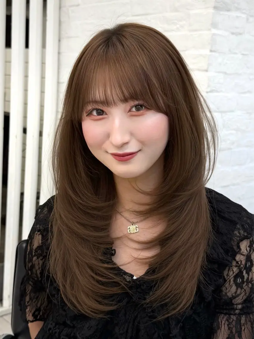ミディアム くびれヘア 顔周りカット 韓国風ヘア レイヤーカット シースルーバング カット ヘアカラー トリートメント ヘッドスパ ヘアセット 韓国ヘア×2way 🇰🇷和知拓郎のヘアスタイル