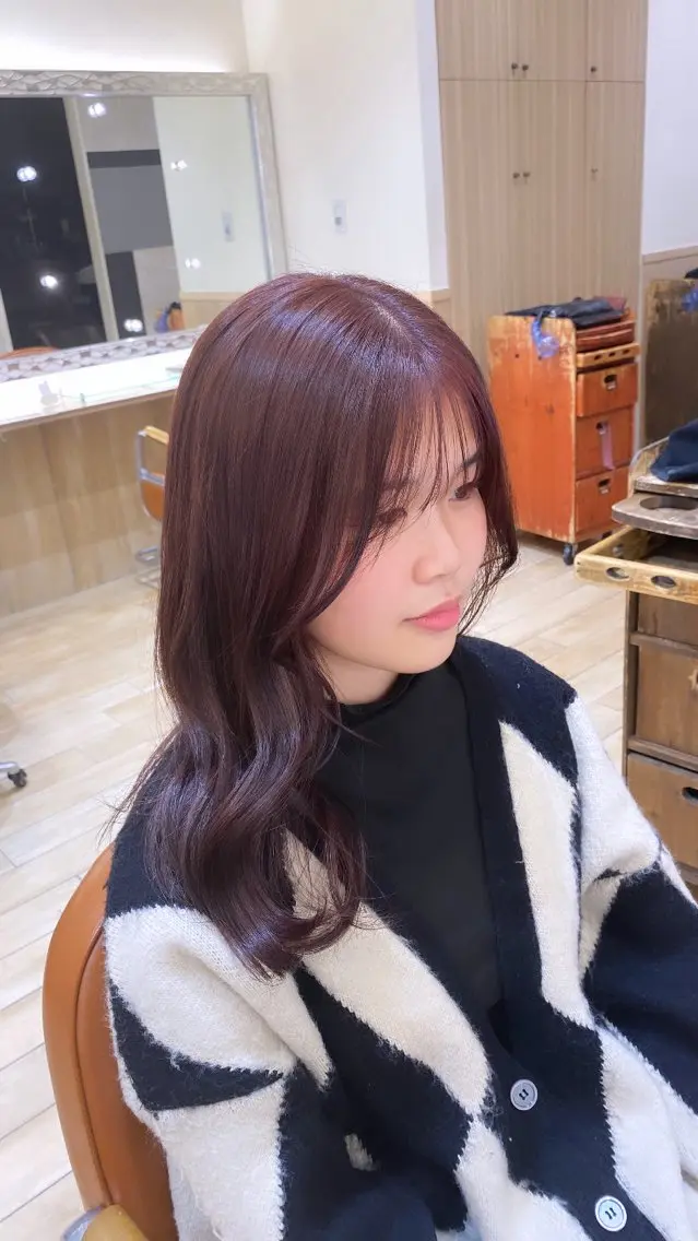 セミロング カラー ヘアアレンジ ブリーチ ブリーチなしカラー ピンクカラー ヘアカラー トリートメント 新宿メンズパーマ ヨモギダのヘアスタイル