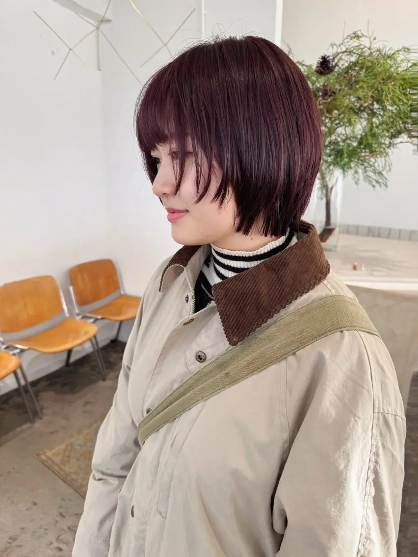 ショート カラー ブリーチ ブラウンカラー ブリーチなしカラー ピンクカラー ピンクブラウン スギヤマ ショウゴのヘアスタイル