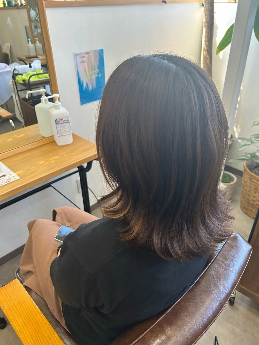 ミディアム ボブ ブリーチなしベージュ /ヘアセット/ミユのヘアスタイル