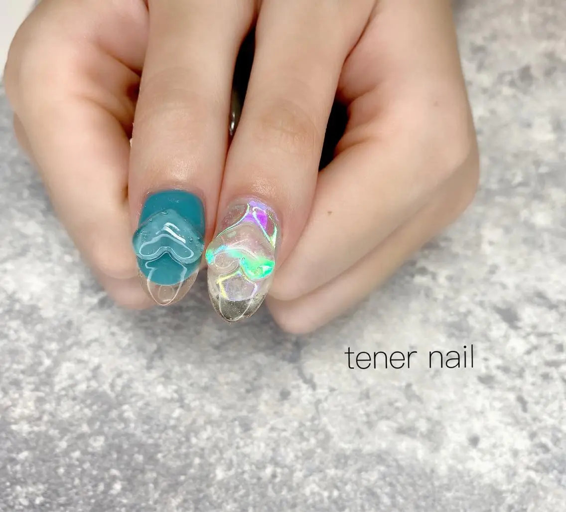 ネイル ハート ぷっくりネイル テネルネイル tener nailのネイルデザイン