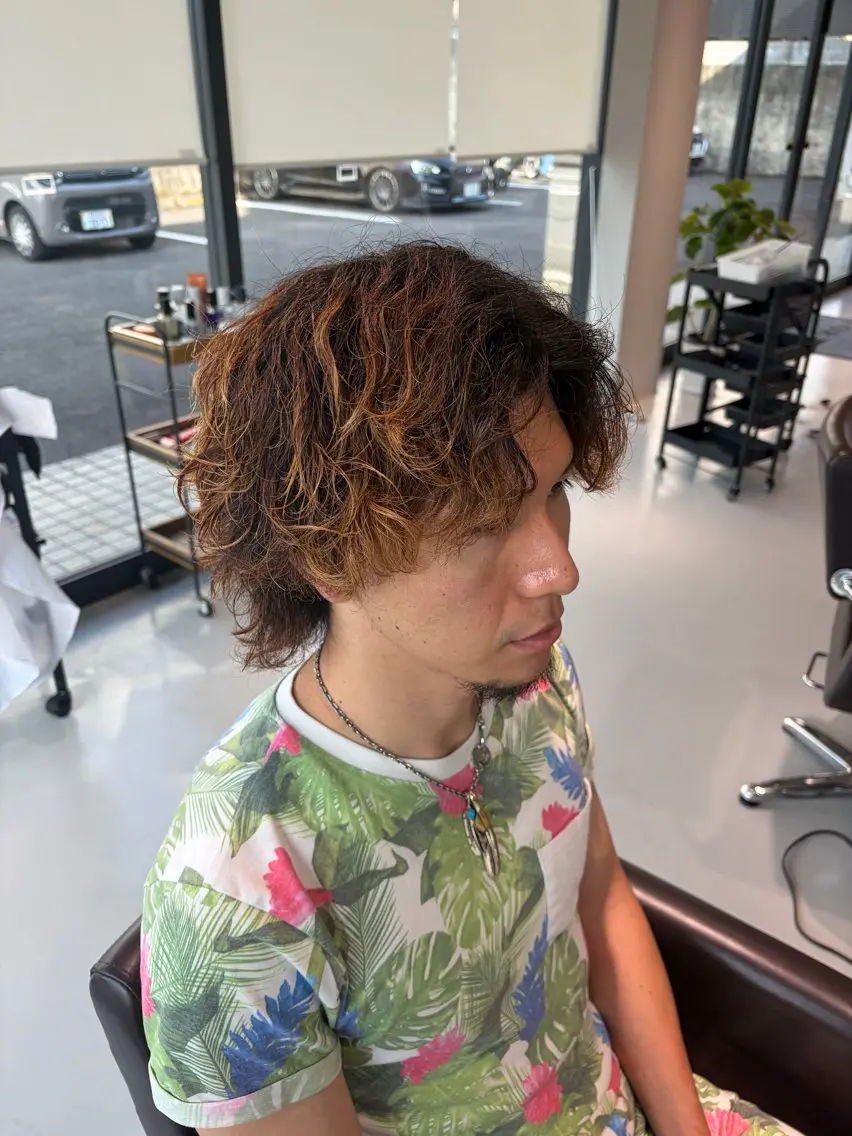 ミディアム パーマ ミディアムパーマ カット パーマ 橋本 龍也/ メンズ特化のヘアスタイル