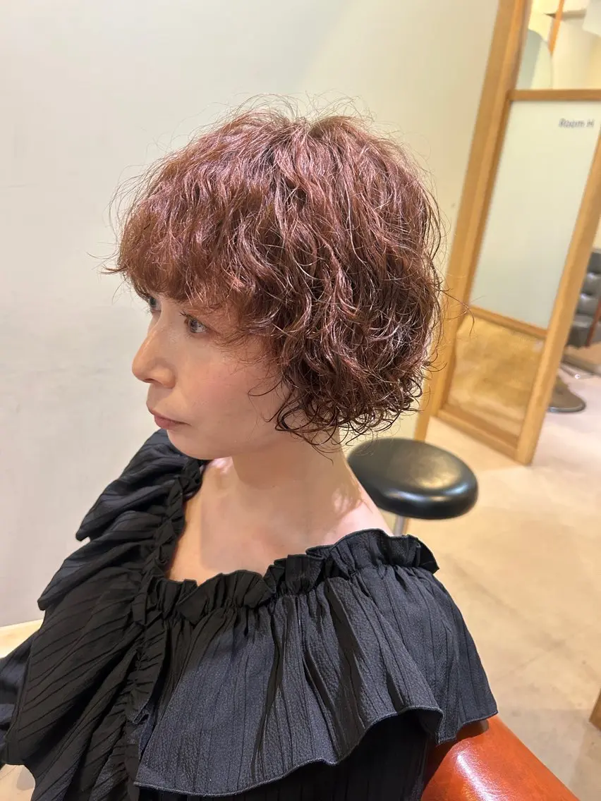 ショート パーマ 髪質改善 プードルパーマ 久木原 ゆりのヘアスタイル