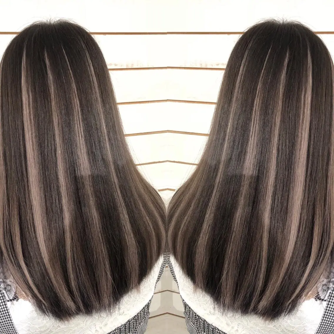 セミロング カラー アッシュ ハイライトカラー エクステ ハイライト ヘアカラー エクステ 🧡艶髪/エクステ 🫧🧡YUKI❄️のヘアスタイル
