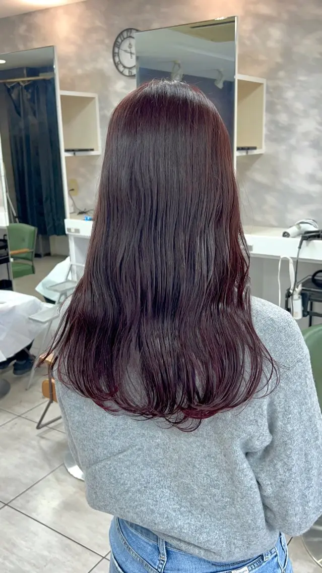 ロング カラー ヘアアレンジ ブリーチ ブリーチなしカラー インナー×縮毛矯正 ピンクカラー澤井里菜のヘアスタイル