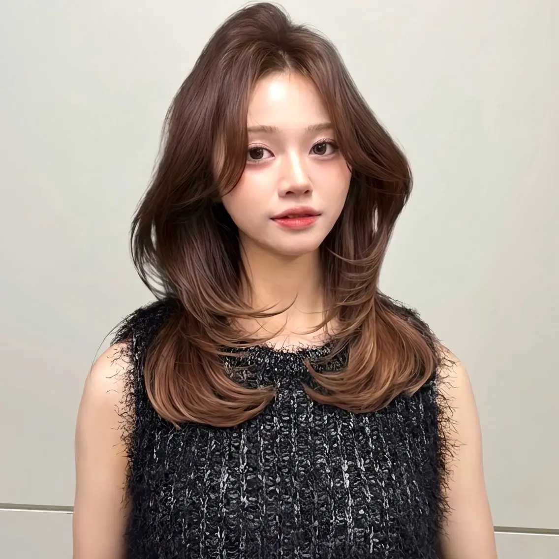 セミロング カラー カット ヘアカラー トリートメント 新宿/レイヤーカット 髪質改善/小顔見せのヘアスタイル