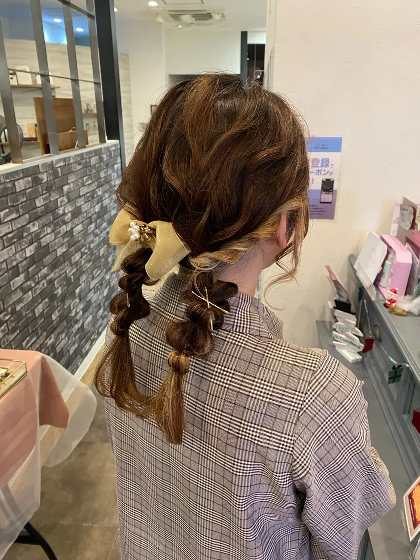 ミディアム ヘアアレンジ ヘアセット attra昭和町店. momoのヘアスタイル
