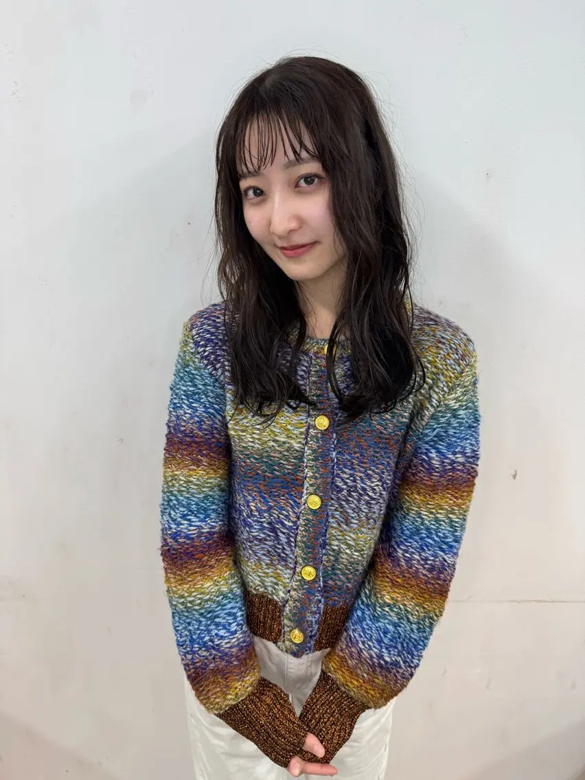 セミロング カラー パーマ セミロングパーマ 顔まわりレイヤー 髪質改善 韓国風ヘア レイヤーカット カット パーマ トリートメント 湘南パーマ髪質改善 職人　HIROKIのヘアスタイル
