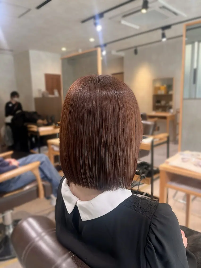 ミディアム カラー ブラウンカラー ピンクカラー ピンクブラウン ボブ カット ヘアカラー トリートメント ボブ/murata ⠀ ⠀ ⠀のヘアスタイル