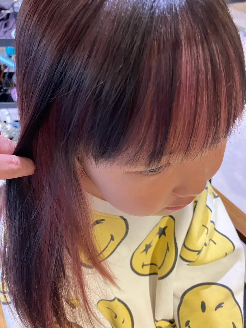 ロング カラー インナーカラー ピンクカラー 阿部 貴子のヘアスタイル