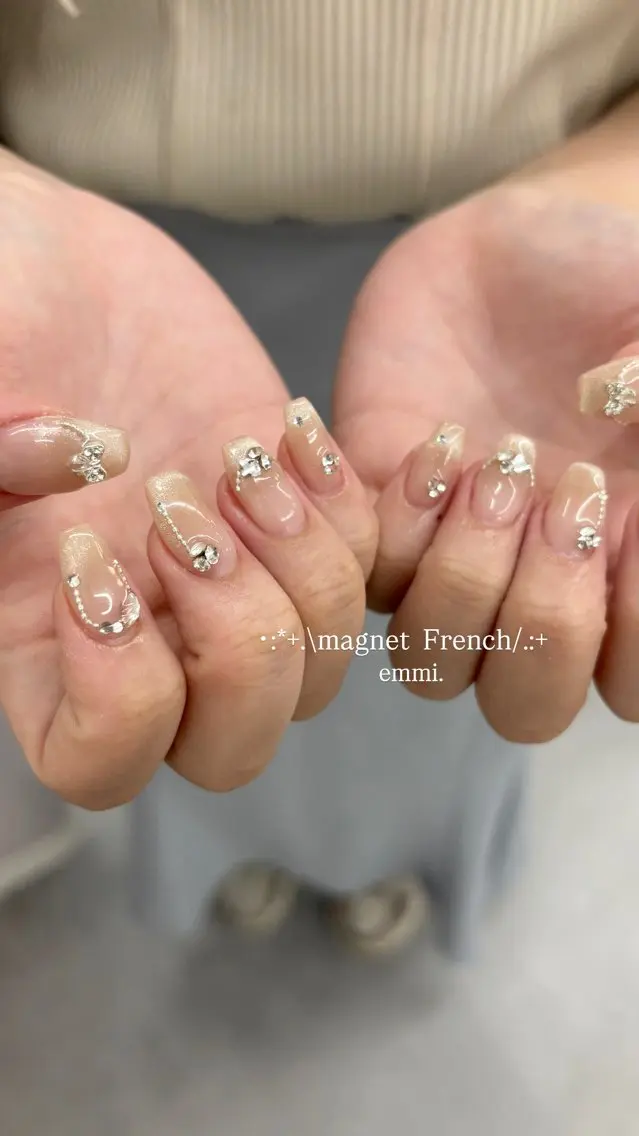 ネイル チークネイル フットネイル フレンチネイル ガーリー 氷ネイル・うるうるネイル ハンドネイル emmi nailのネイルデザイン