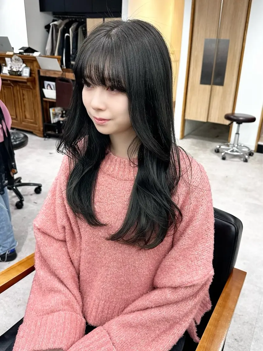 ロング カラー パーマ ヘアアレンジ メンズ キッズ レイヤーカット/ 巻ける縮毛矯正のヘアスタイル