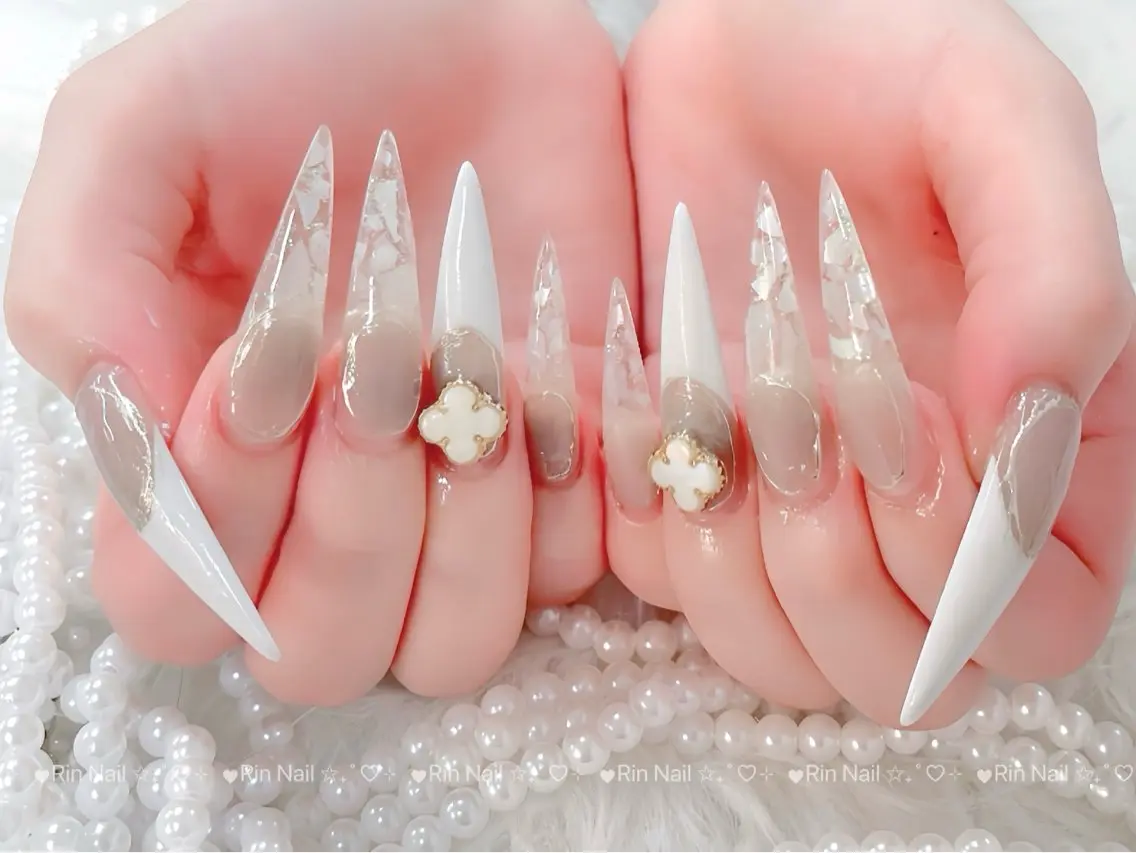 ネイル ブルー ジェルネイル ガーリー グラデーション グリーン ハンドネイル Rin Nail 新大久保店のネイルデザイン